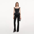 Black Structured Bardot Top