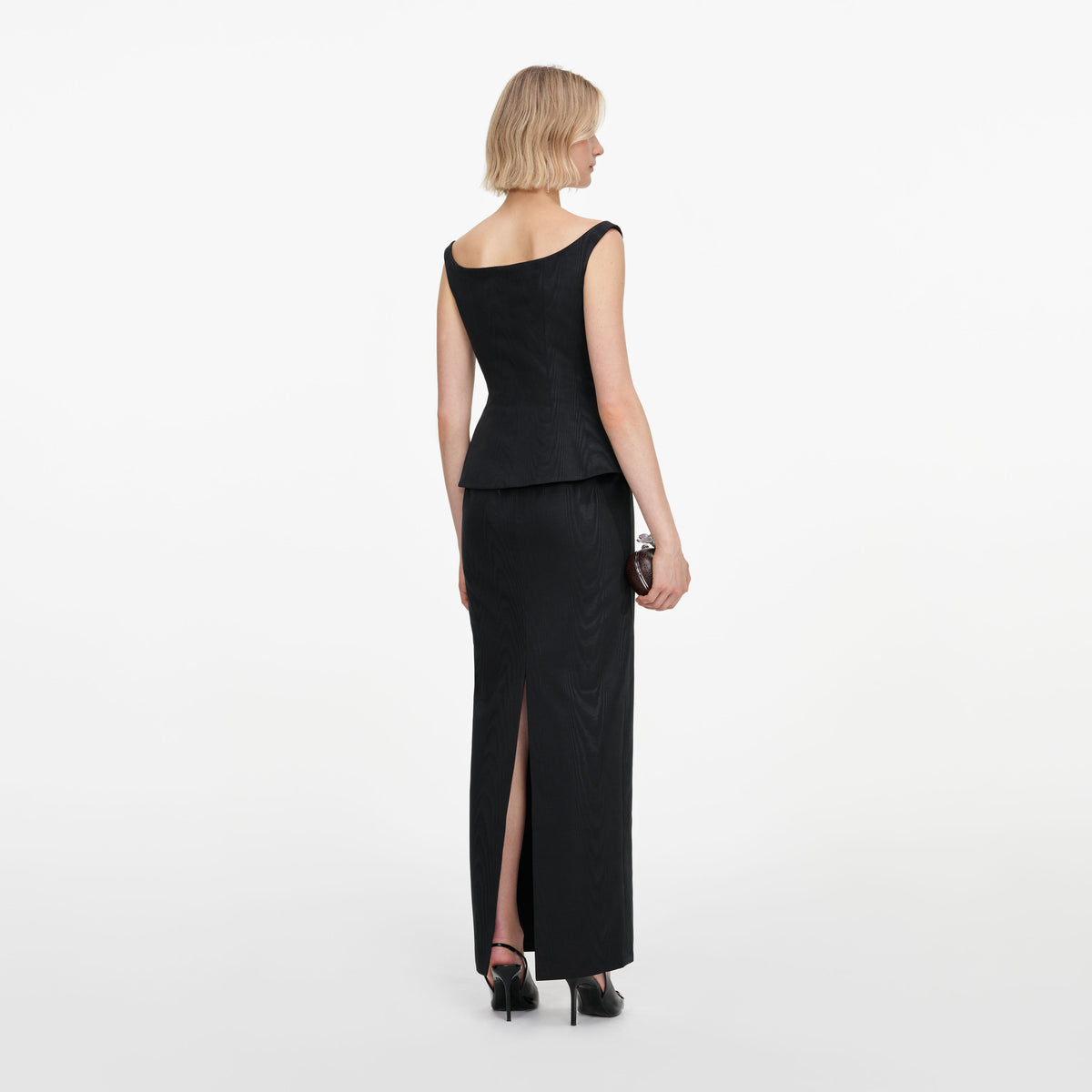 Black Structured Bardot Maxi Dress