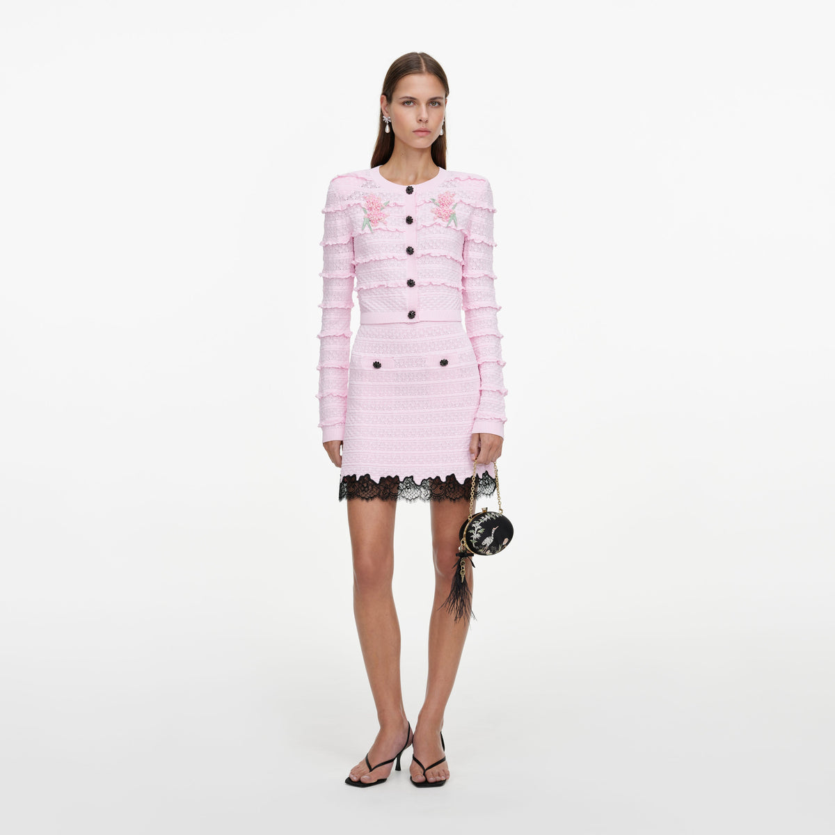 Pink Pointelle Knit Skirt