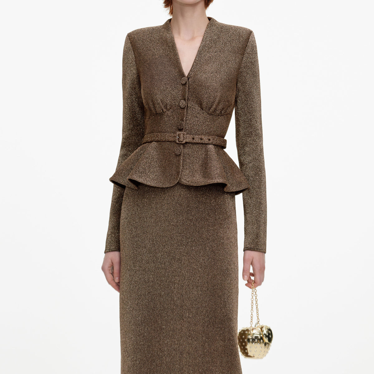 Bronze Tailored Knit Midi Dress