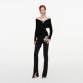 Black Brooch Chenille Knit Top