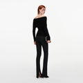Black Brooch Chenille Knit Top