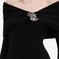 Black Brooch Chenille Knit Top
