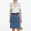 White Lace Bib Knit Top