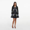 Navy Floral Organza Mini Dress