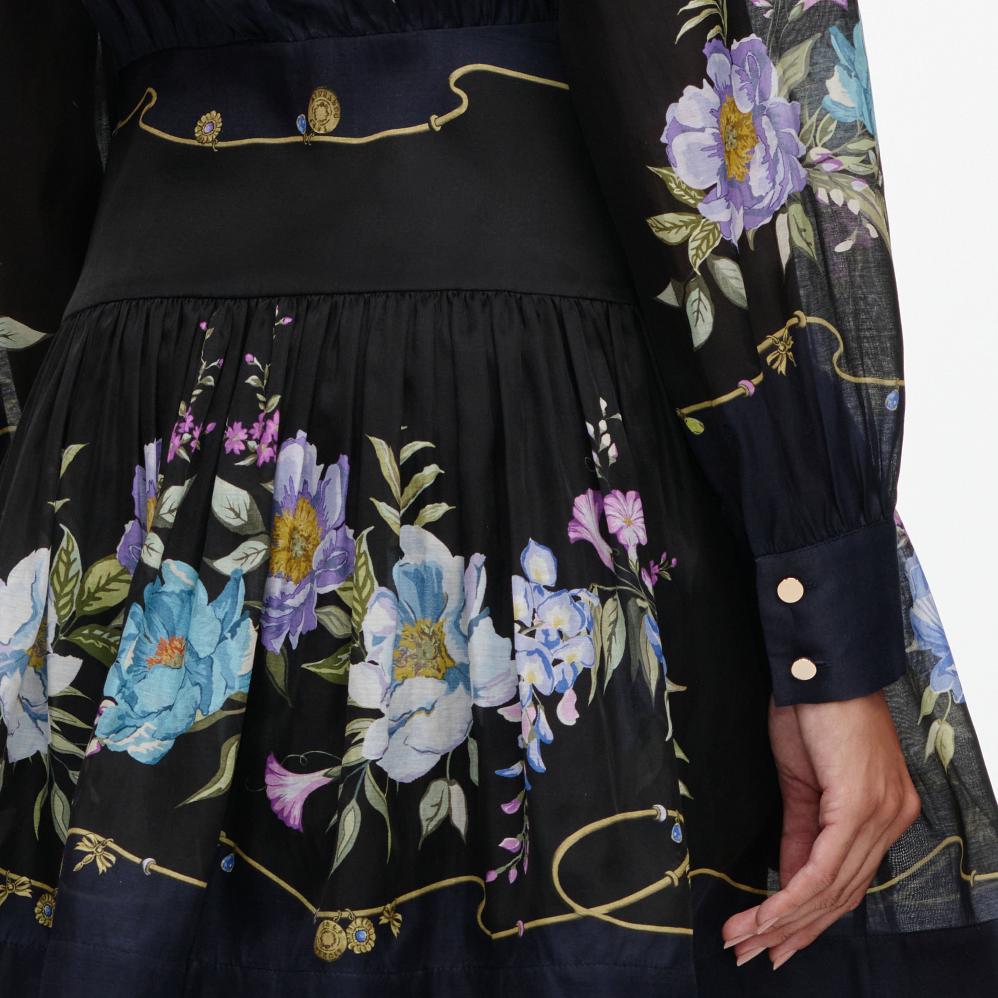 Navy Floral Organza Mini Dress | self-portrait – self-portrait-US