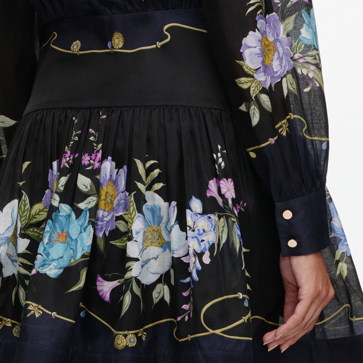 Navy Floral Organza Mini Dress