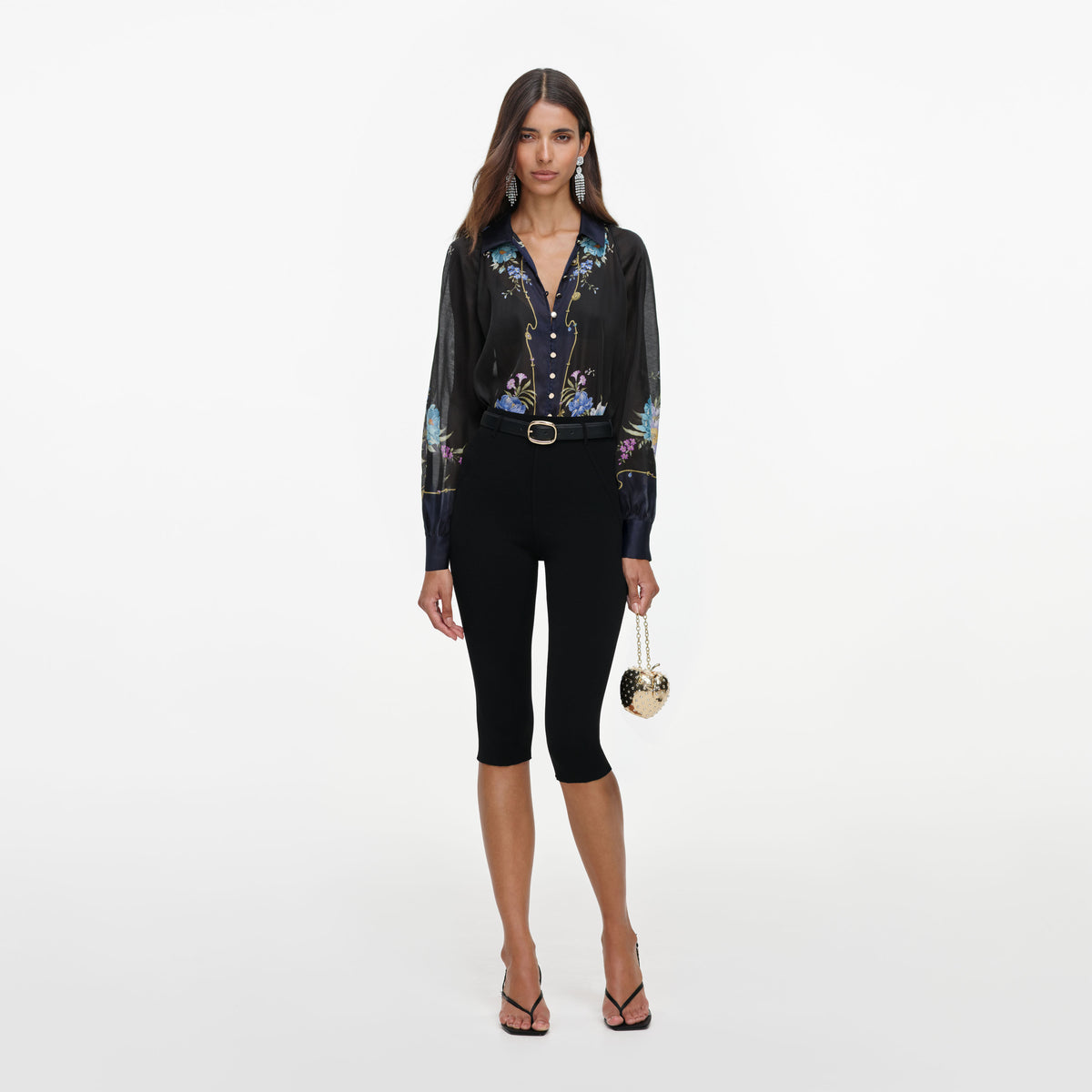 Navy Floral Organza Blouse
