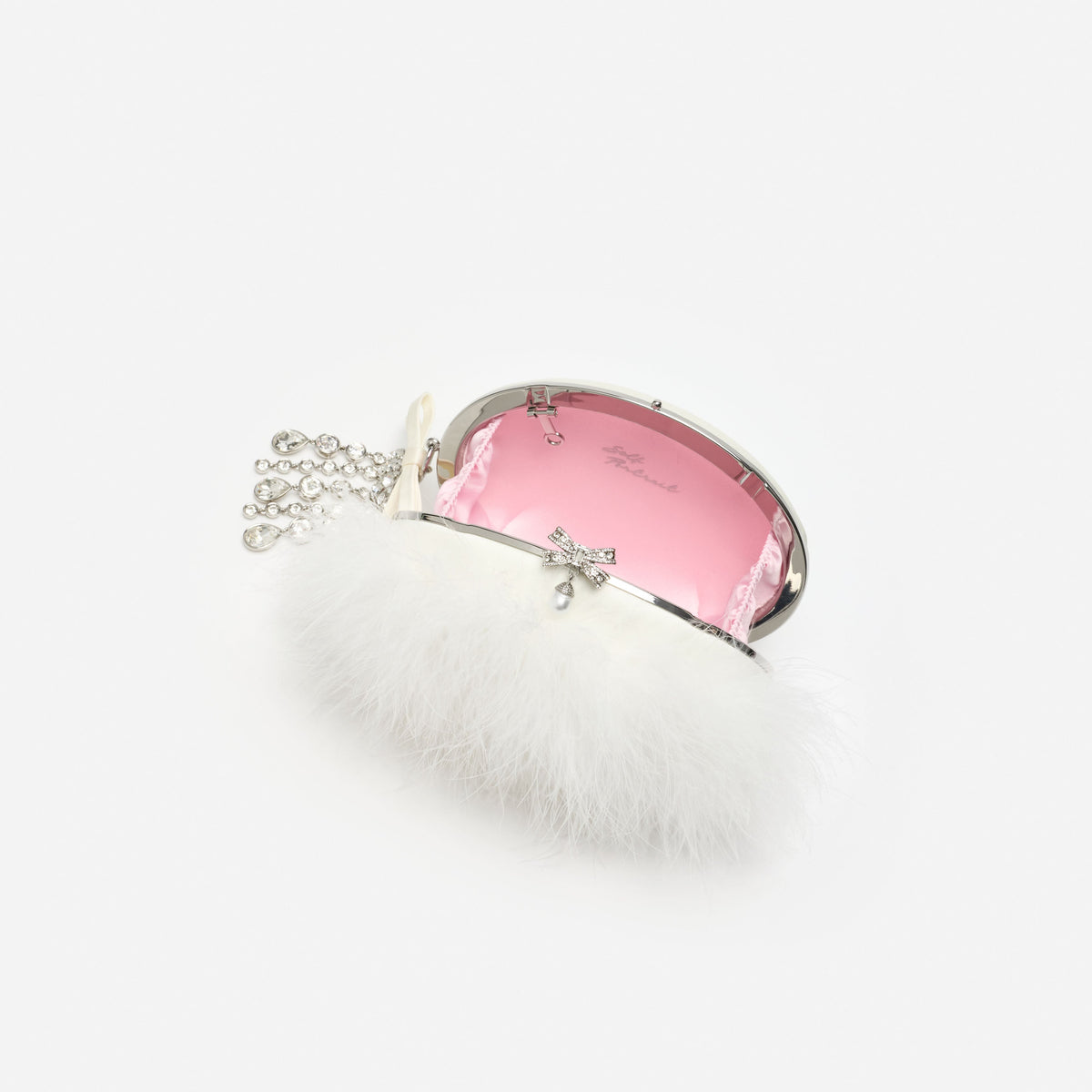 Cream Feather Clutch Bag