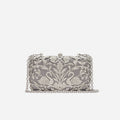 Silver Crystal Swan Clutch Bag