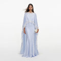 Blue Satin Lace Cape Maxi Dress