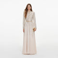 Champagne Ombre Rhinestone Maxi Dress