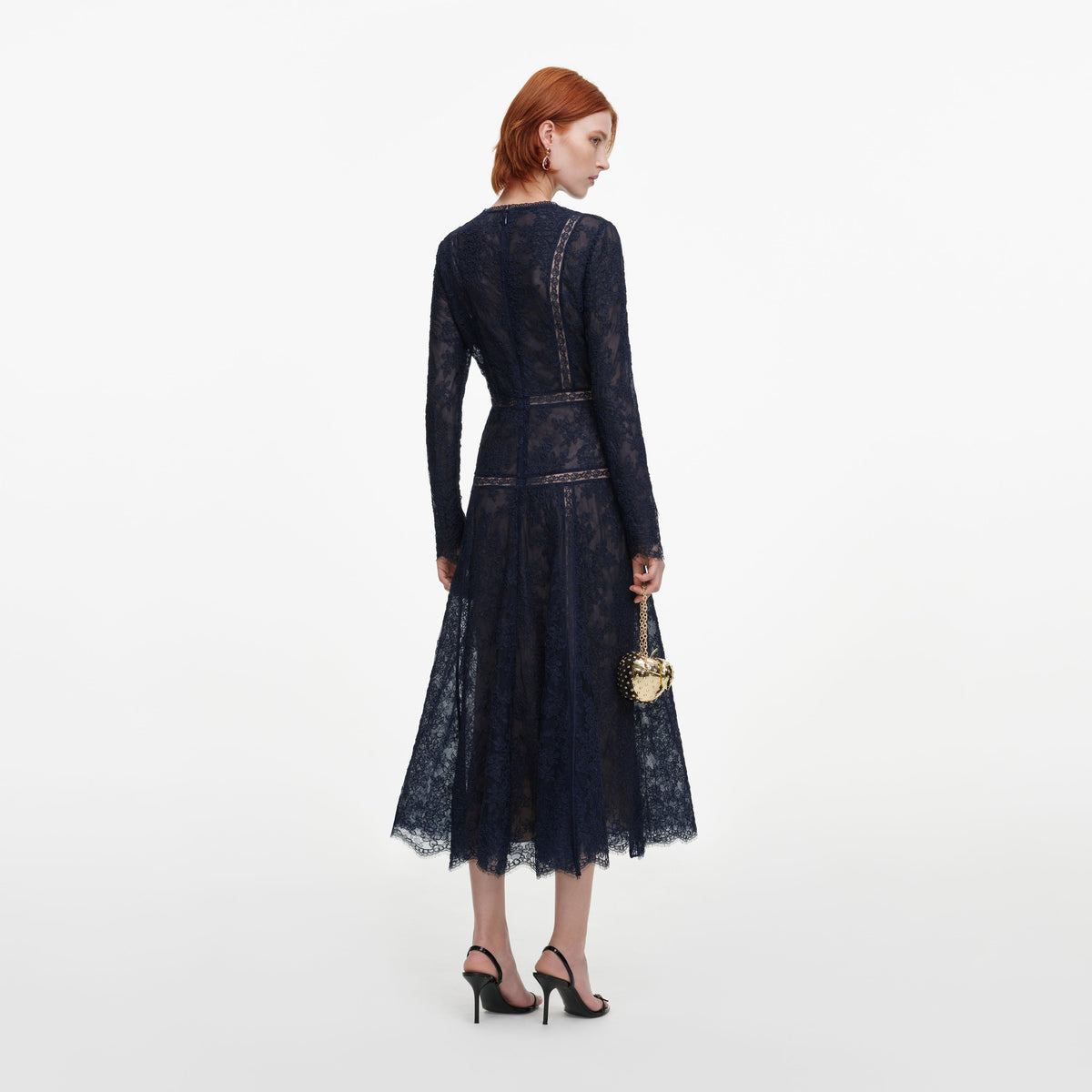 Navy Lace Midi Dress