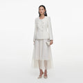 Cream Boucle Wrap Midi Dress