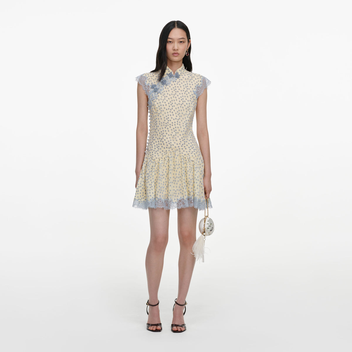 Yellow Devore Polka Dot Mini Dress