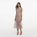 Silver Sequin Embellished Midi Dress