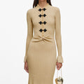 Gold Metallic Knit Midi Dress