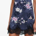 Navy Jacquard Sequin Embellished Mini Dress