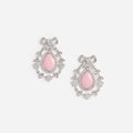Small Pink Crystal Bow Droplet Earrings