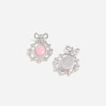 Small Pink Crystal Bow Droplet Earrings