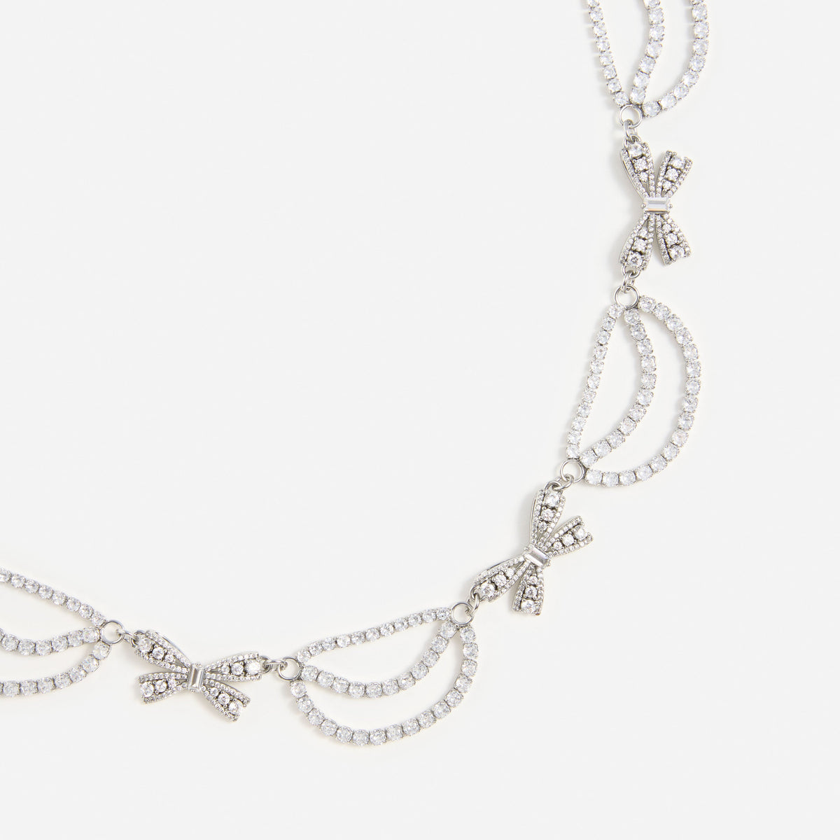 Pearl Crystal Bow Tiered Necklace
