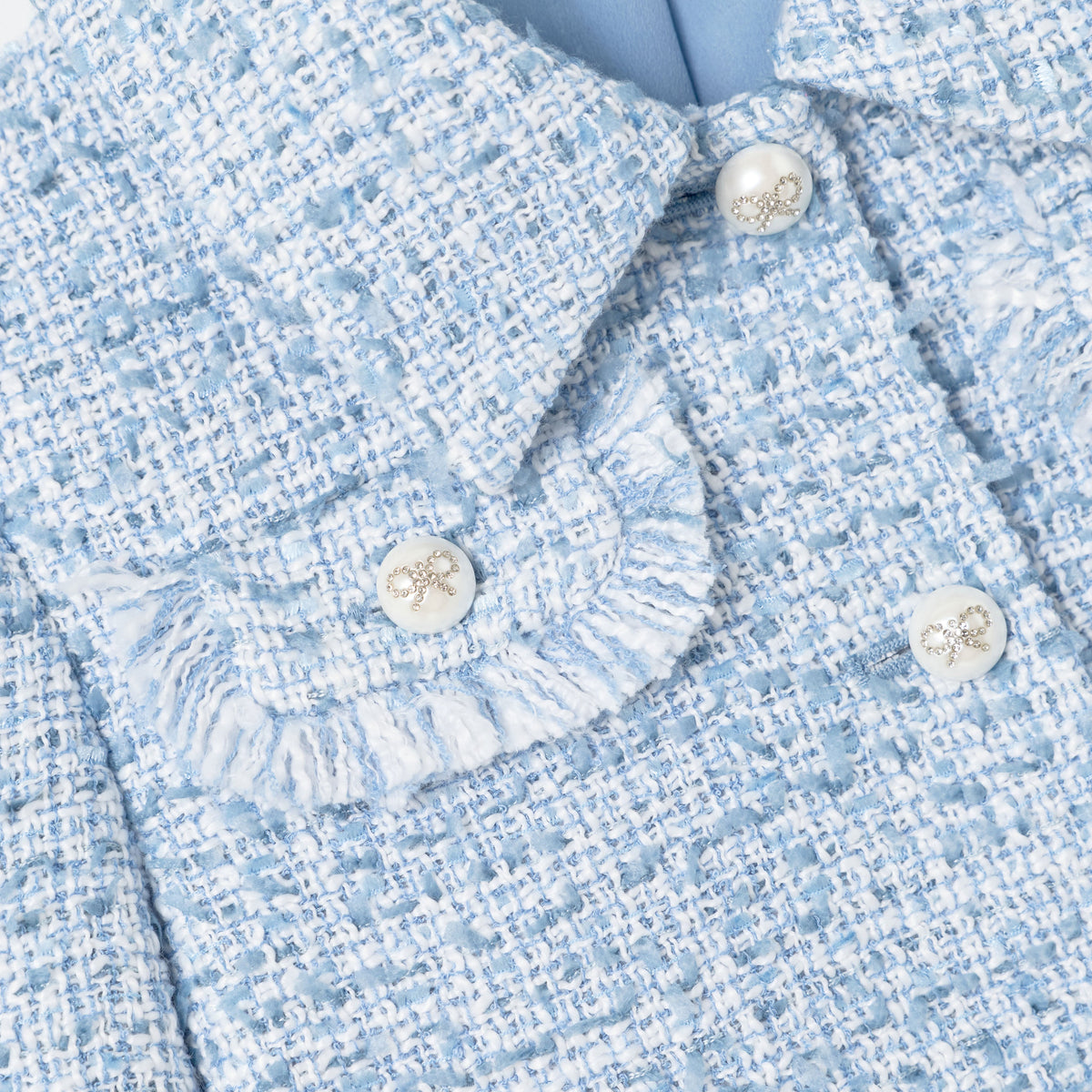 Blue Textured Boucle Jacket