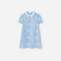 Blue Lace Bow Collar Dress