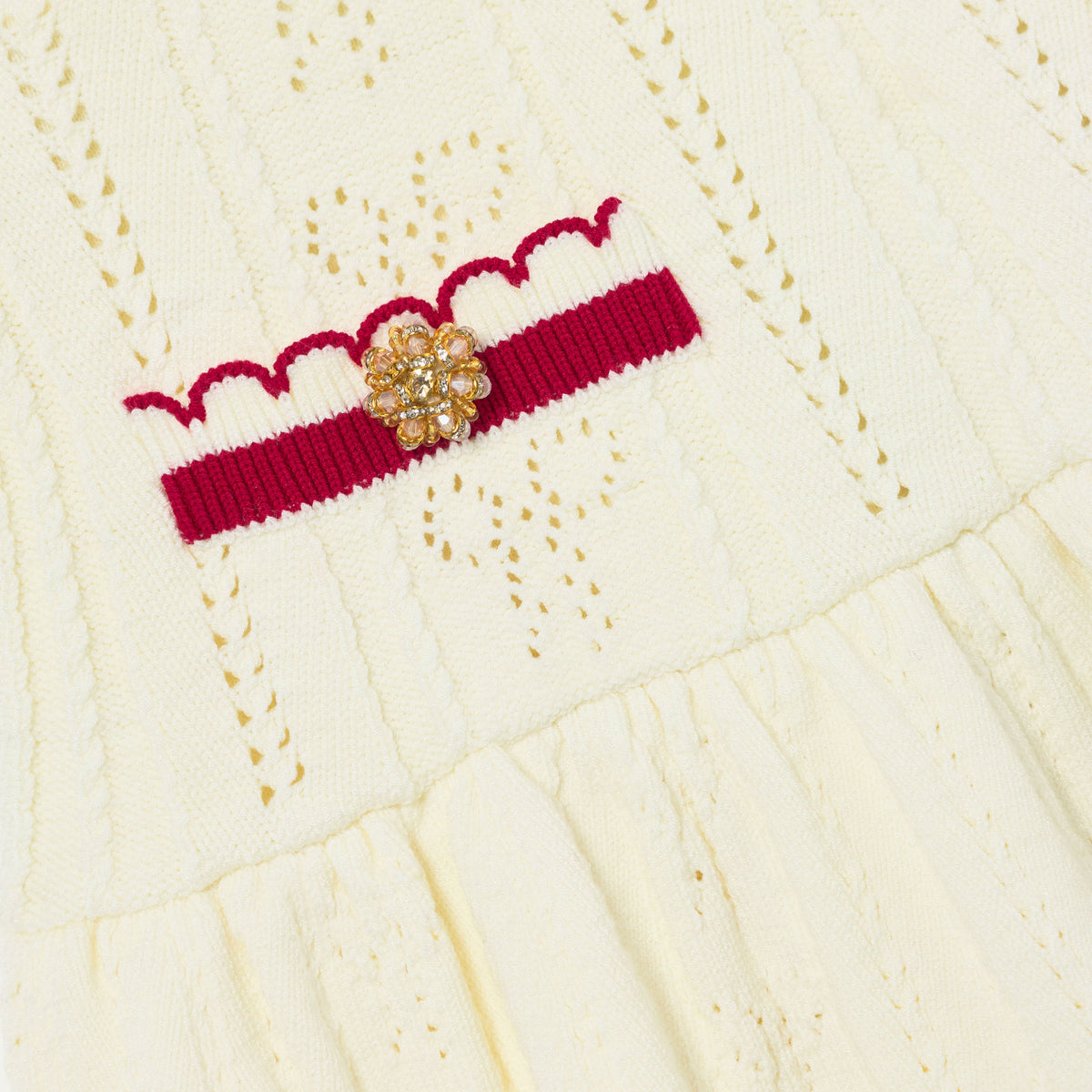 Cream Pointelle Knit Stripe Skirt