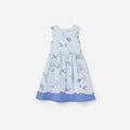 Blue Floral Printed Sleeveless Ramie Dress