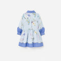 Blue Floral Printed Ramie Dress