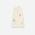 Cream Floral Jacquard Sleeveless Dress