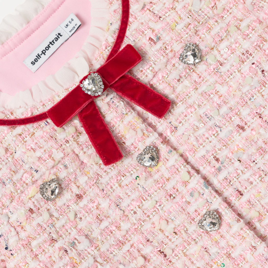 Detail Shot of the Pink Textured  Boucle Frill Collar  Jacket