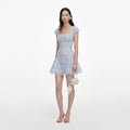 Blue Lace Square Neck Mini Dress