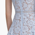 Blue Lace Square Neck Mini Dress