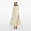 Yellow Boucle And Taffeta Midi Dress