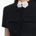 Black Boucle Flower Mini Dress