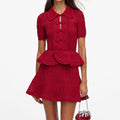 Red Knit Peplum Mini Dress