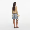 Gold Metallic Feather Knit Top