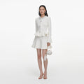 White Textured Knit Mini Dress
