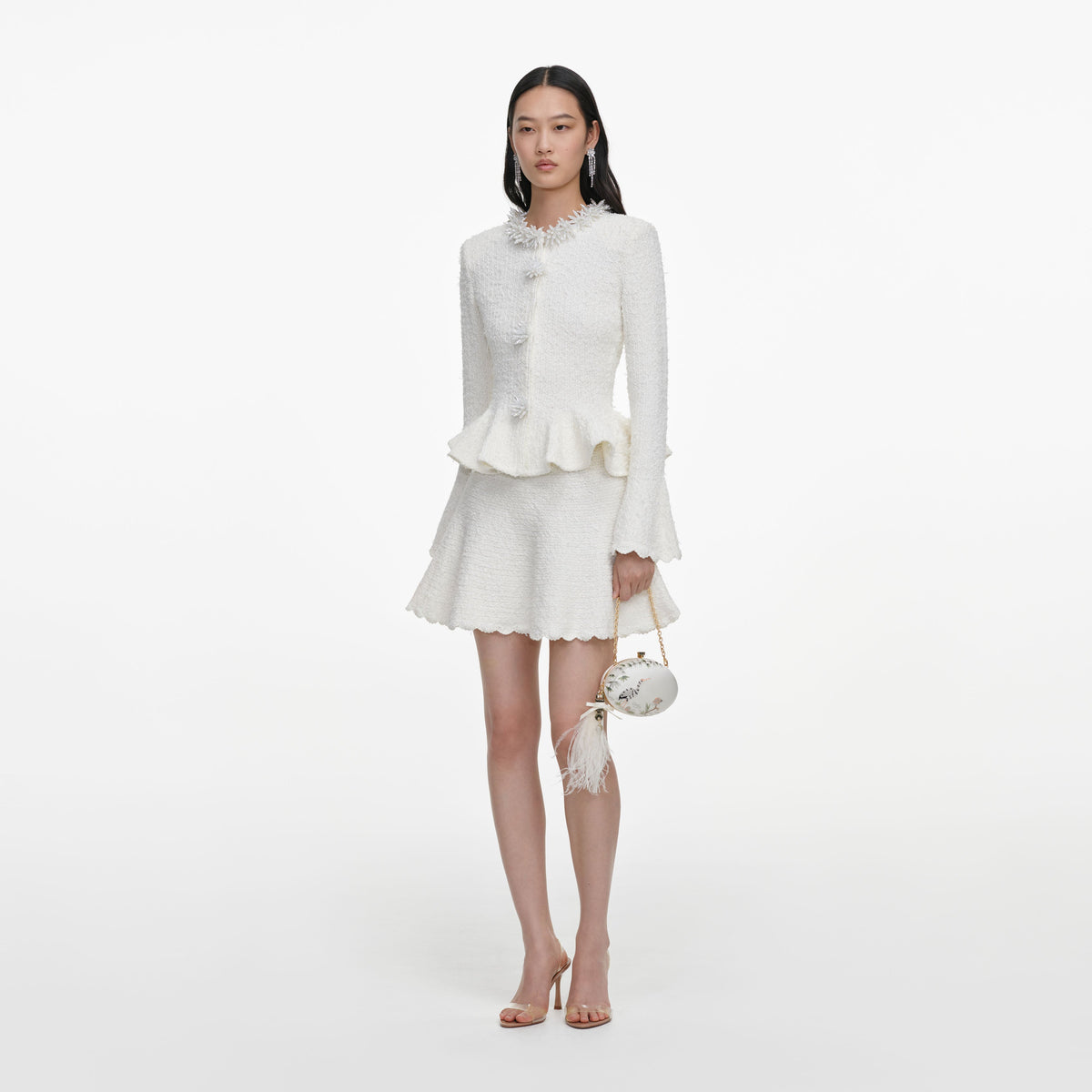 White Textured Knit Mini Dress
