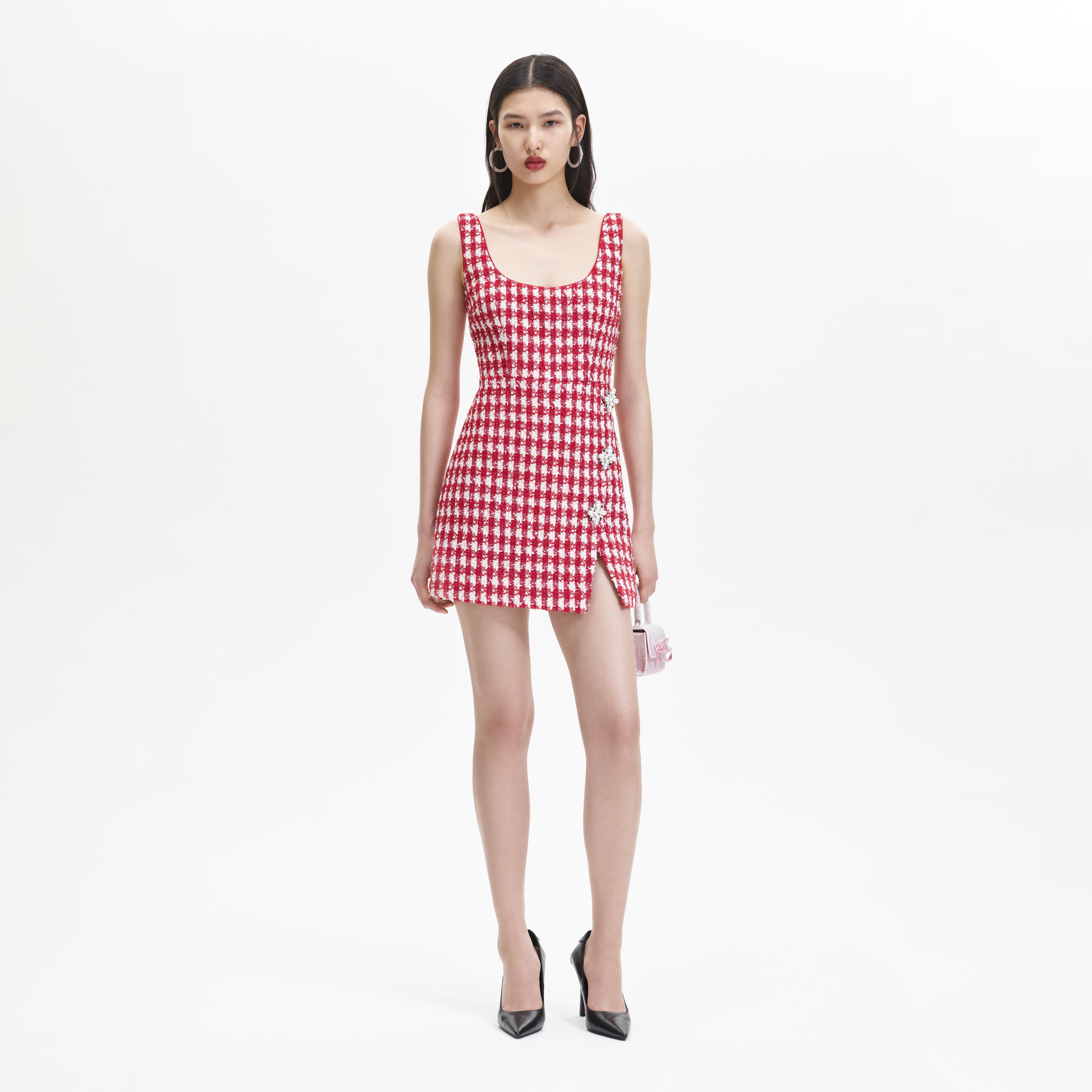 Zara red outlet gingham dress