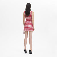 Red Check Boucle Mini Dress