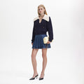 Navy Soft Knit Contrast Collar Top