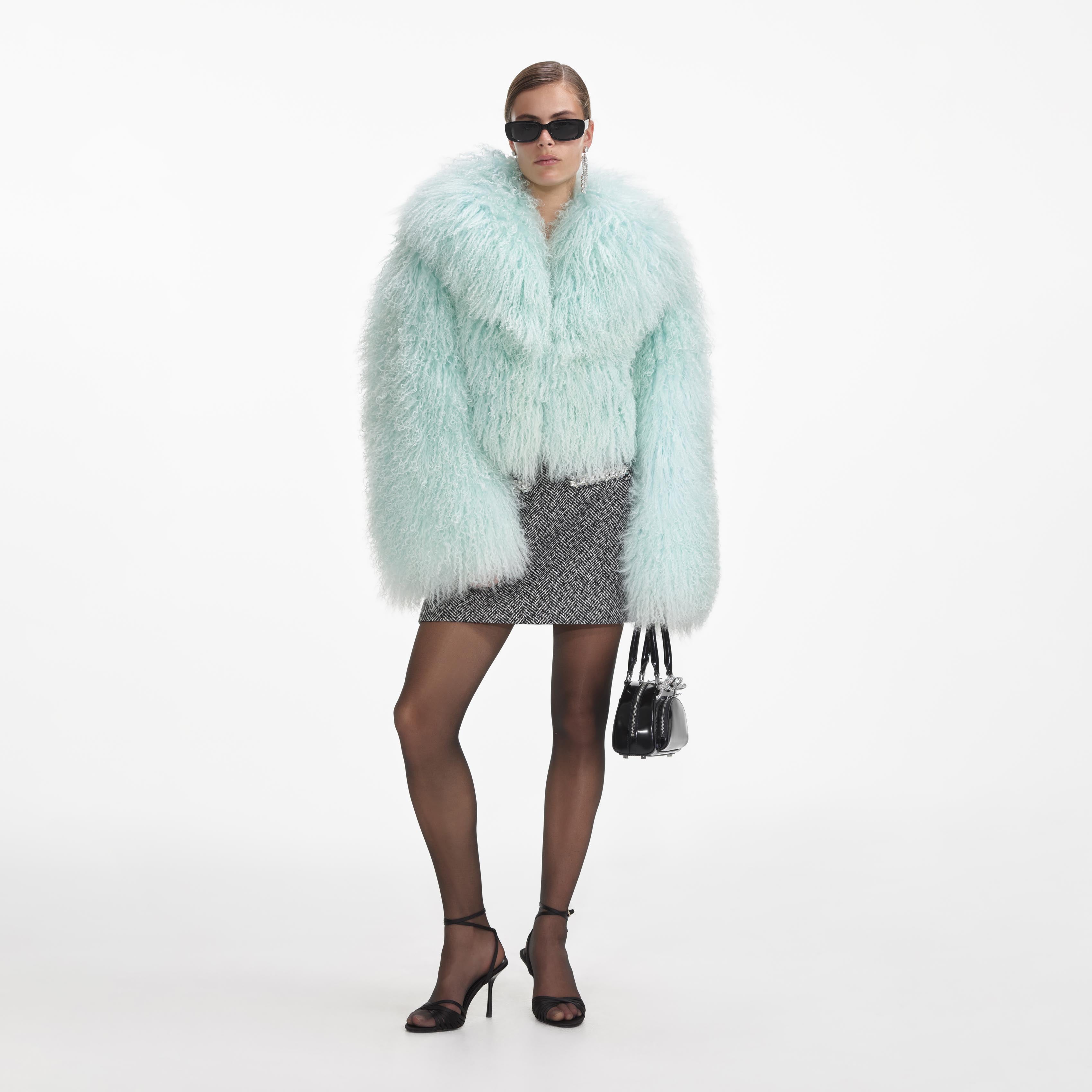 Mint green fur coat hotsell