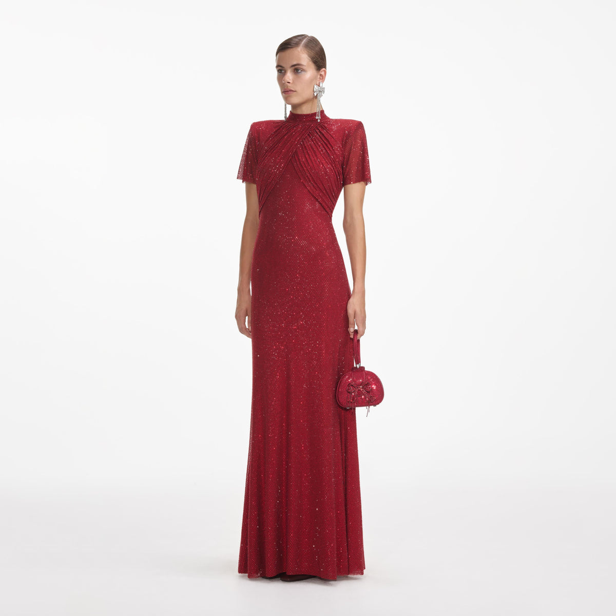 self portrait red maxi dress self-portrait - Burgundy Viscose Knit Maxi Dress