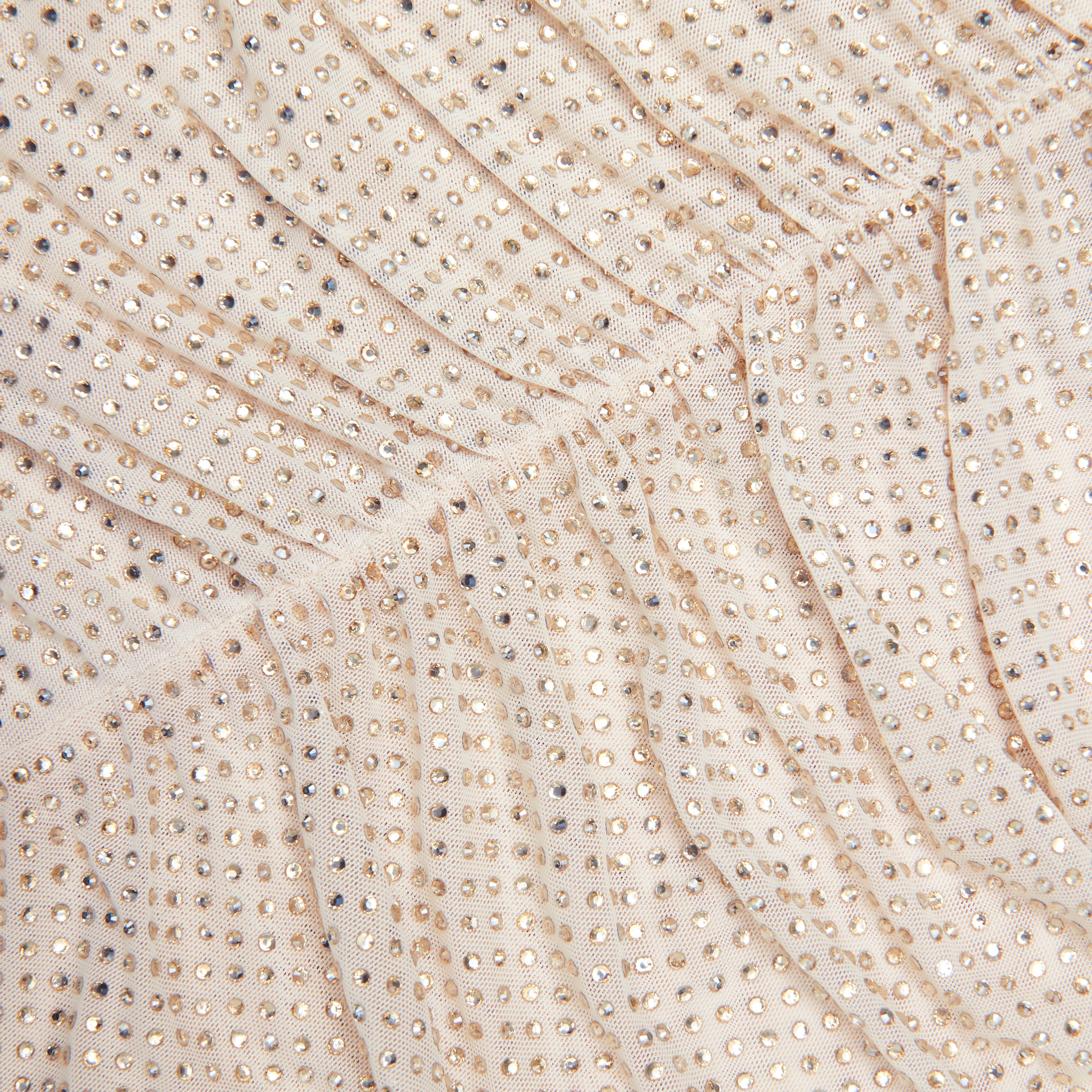 Champagne Rhinestone Gathered Top