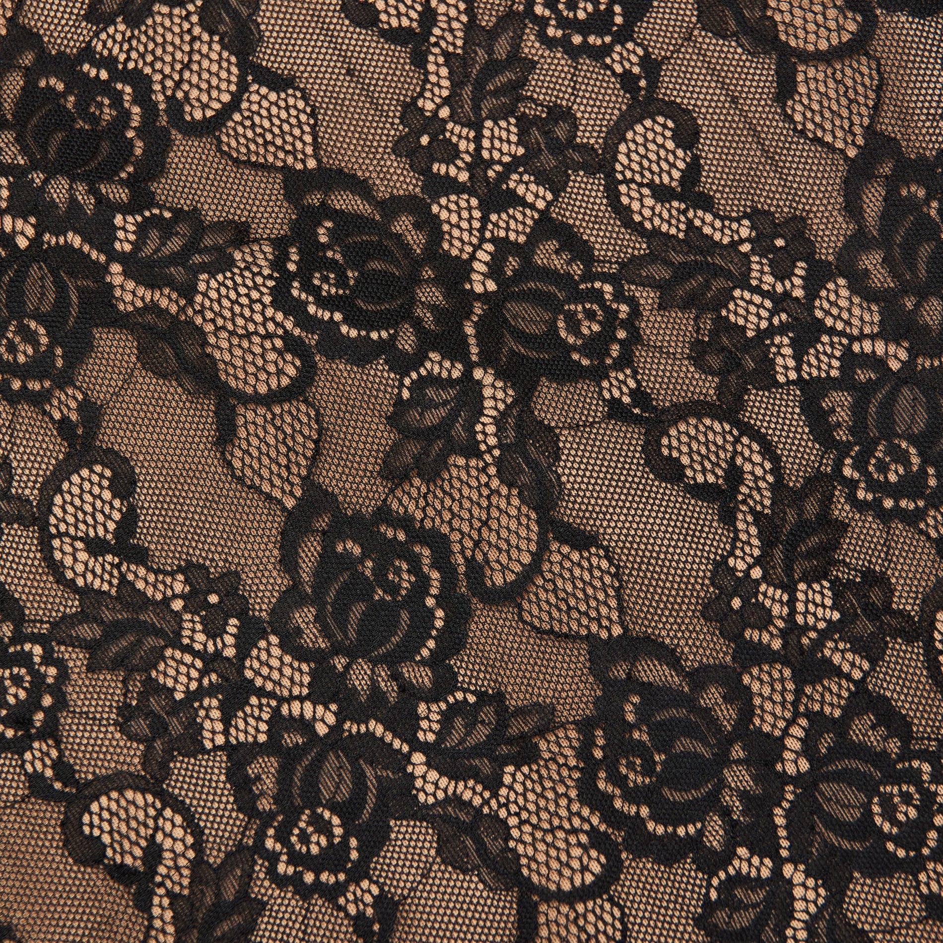 Black Floral Lace Midi Skirt