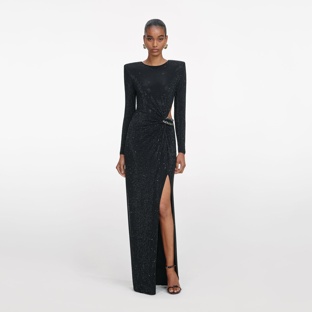 self-portrait - Black Rhinestone Embellished Maxi Dress