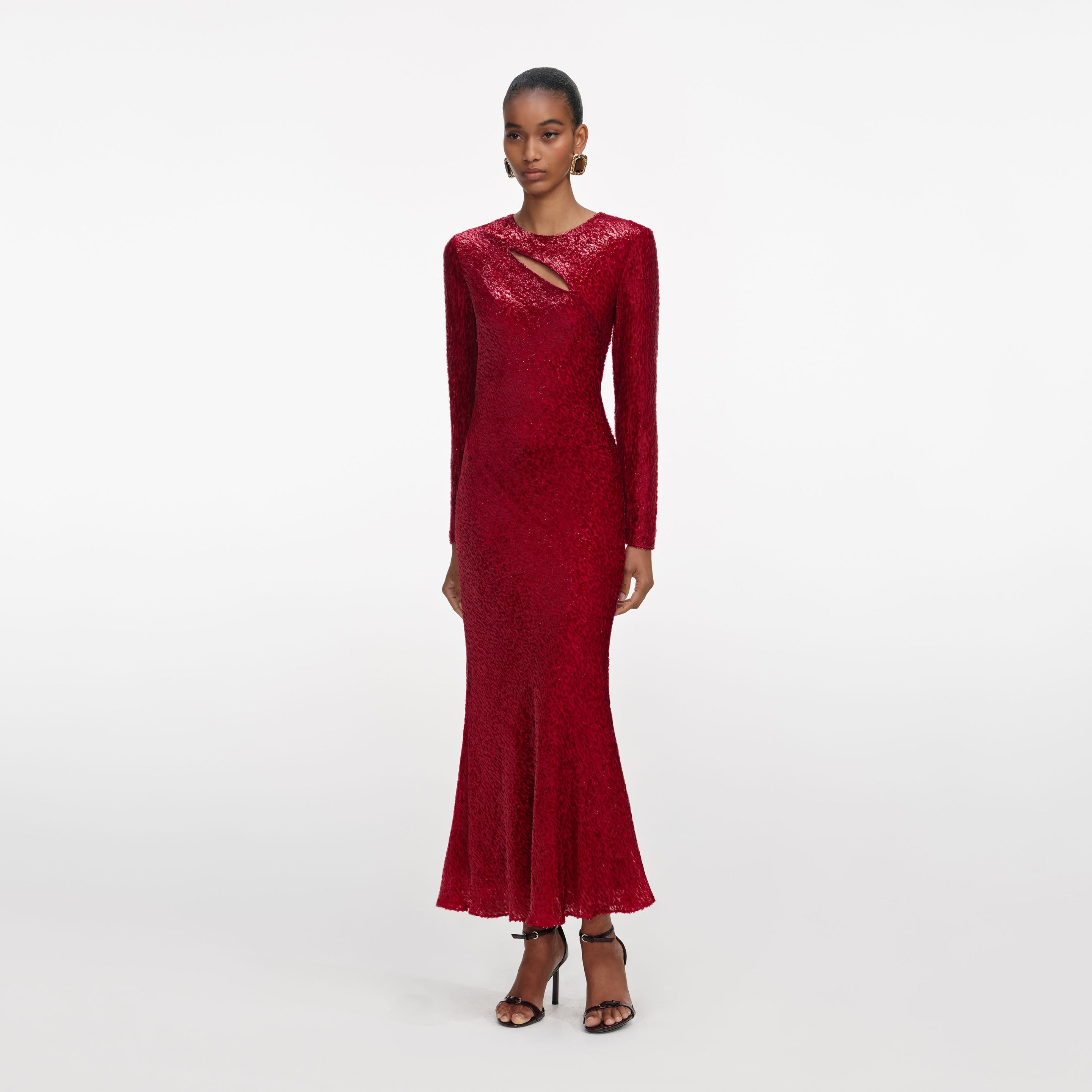 Red Fil Coupe Midi Dress – self-portrait-US
