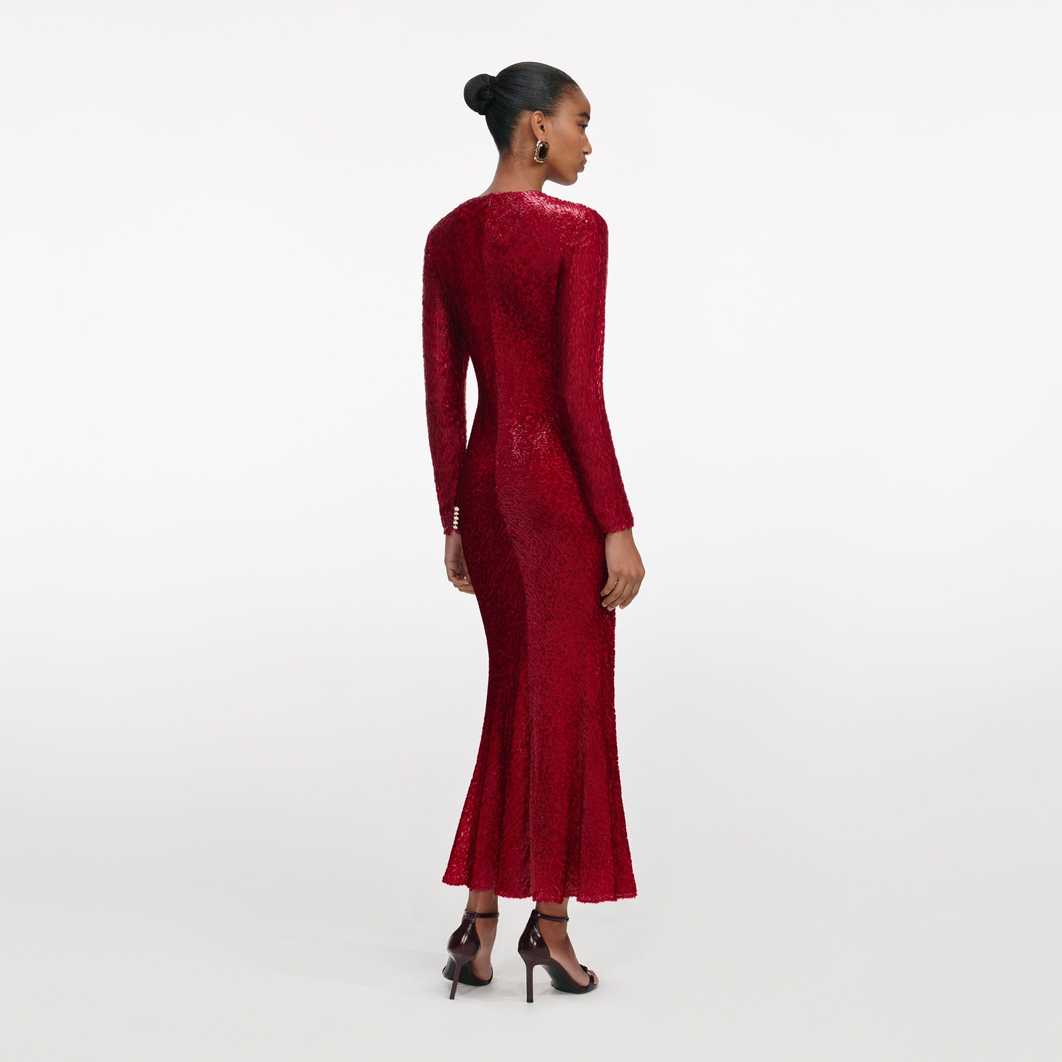 Red Fil Coupe Midi Dress – self-portrait-US